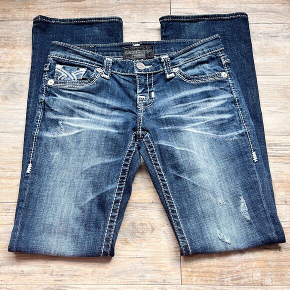 Big Star Low Rise Sweet Boot Jeans Y2K Horseshoe Pocket Embroidery Size 28X32 - Picture 2 of 14